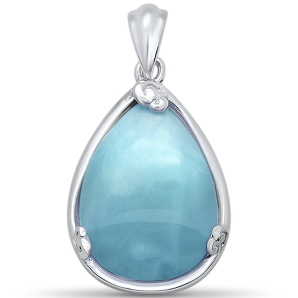 Natural Teardrop Shaped Larimar .925 STERLING SILVER Pendant