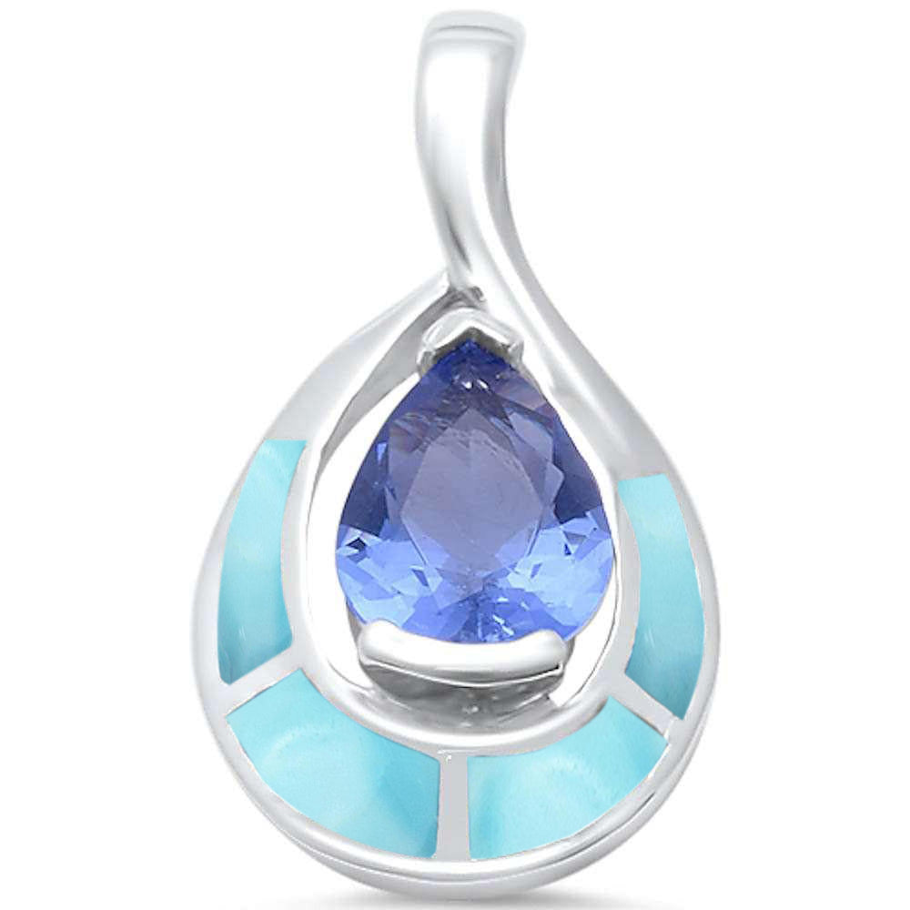 Natural Larimar & Tanzanite .925 STERLING SILVER Pendant