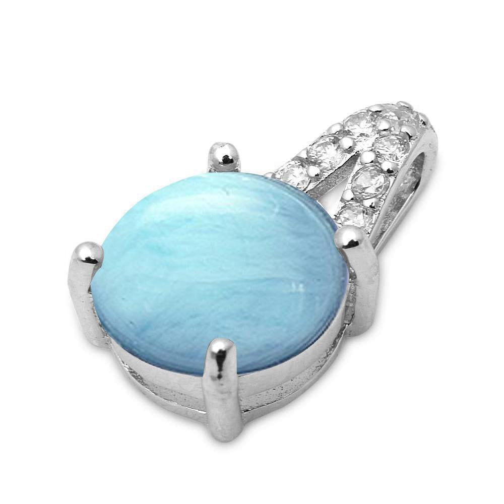 Larimar & CUBIC ZIRCONIA .925 Sterling Silver Pendant