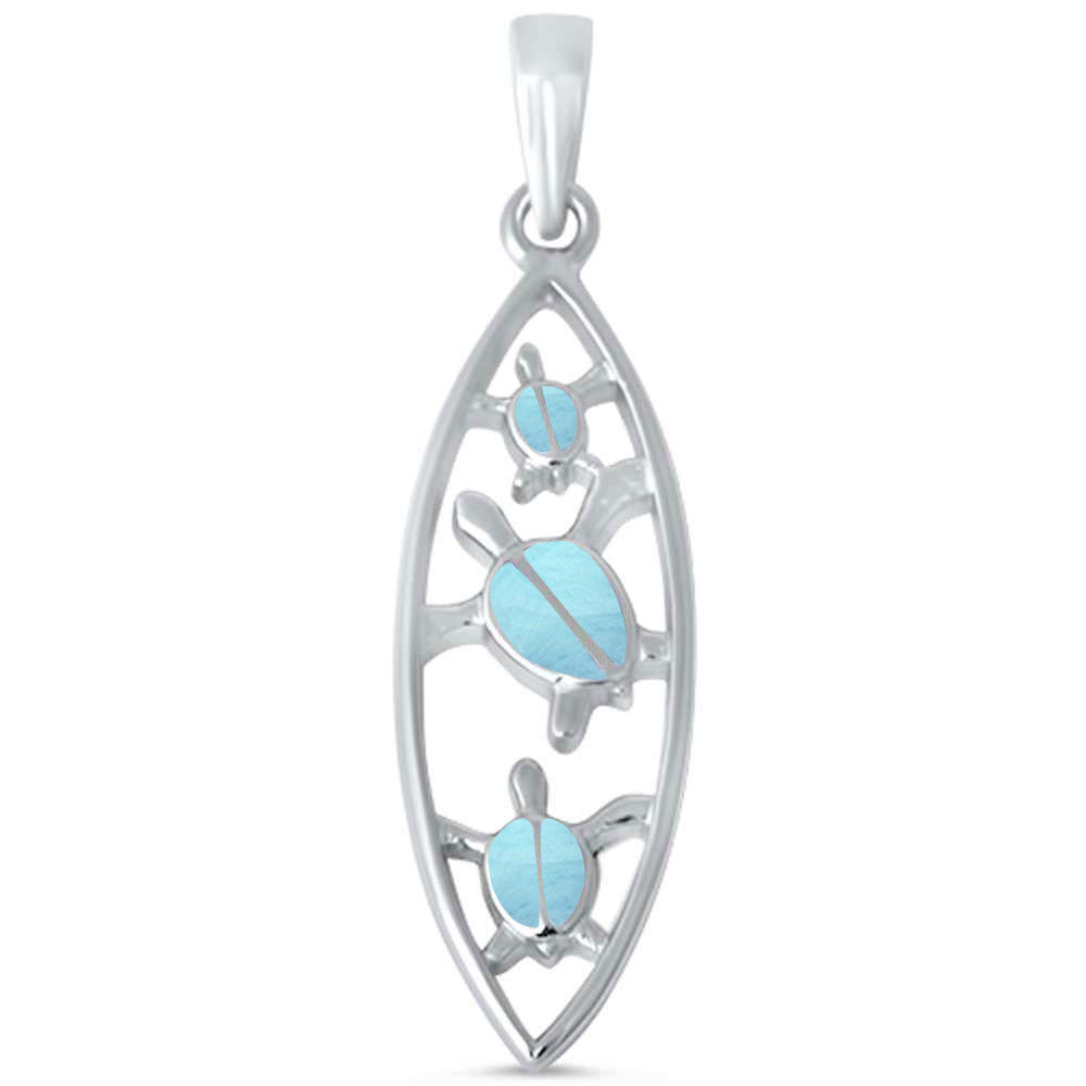 Natural Larimar Turtle .925 Sterling Silver PENDANT