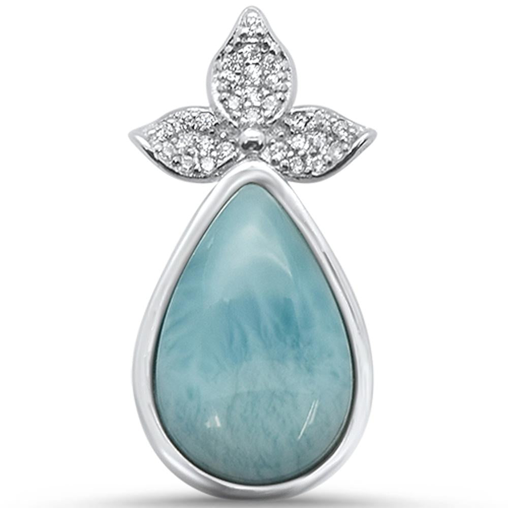 Pear Natural Larimar .925 Sterling Silver PENDANT