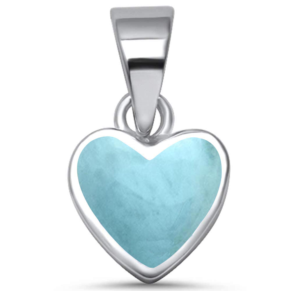 Natural Larimar Heart .925 Sterling Silver PENDANT