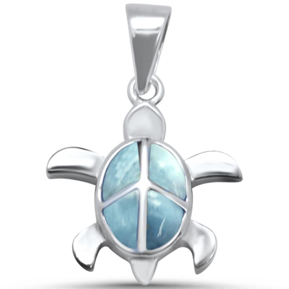 Turtle Natural Larimar .925 Sterling Silver PENDANT