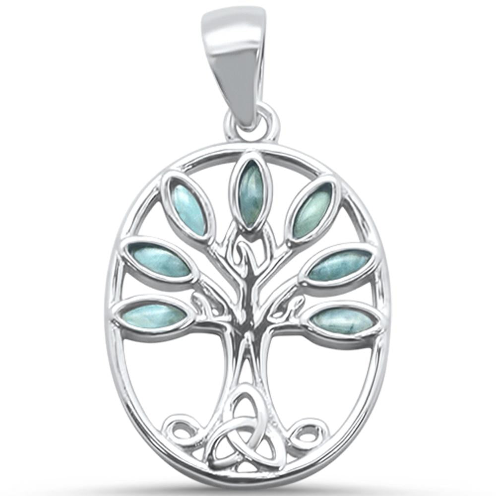 Larimar Tree of Life Family Tree .925 STERLING SILVER Charm Pendant