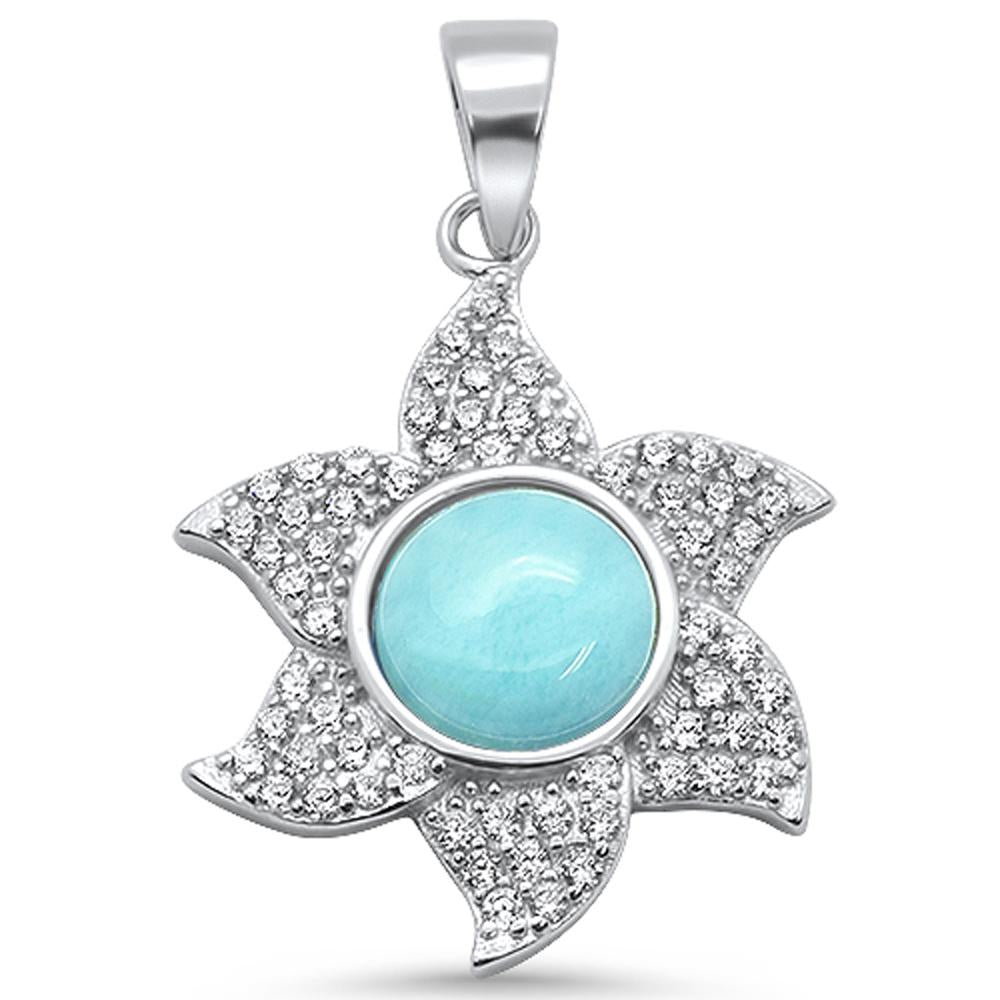 CLOSEOUT! Cute! Natural Larimar Sun Ocean Surf .925 STERLING SILVER Pendant