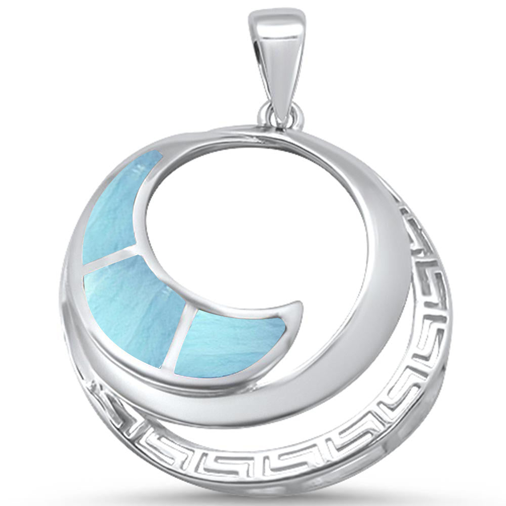 Natural Larimar Ocean Wave Design .925 Sterling Silver PENDANT