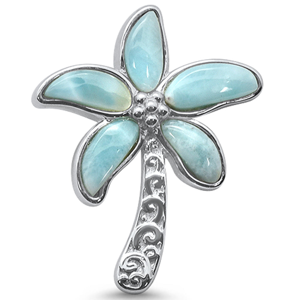 Natural Larimar Beach Palm Tree .925 Sterling Silver Charm PENDANT