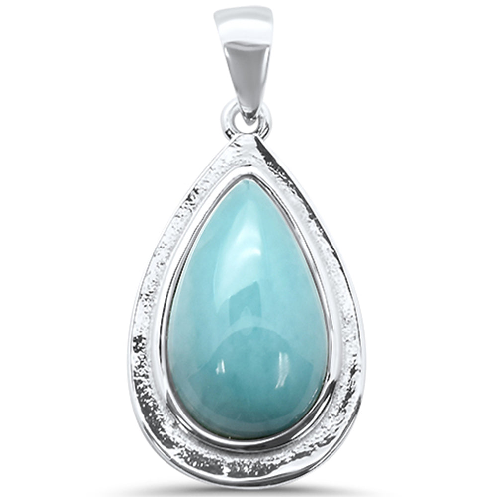 Pear Natural Larimar .925 Sterling Silver CHARM Pendant