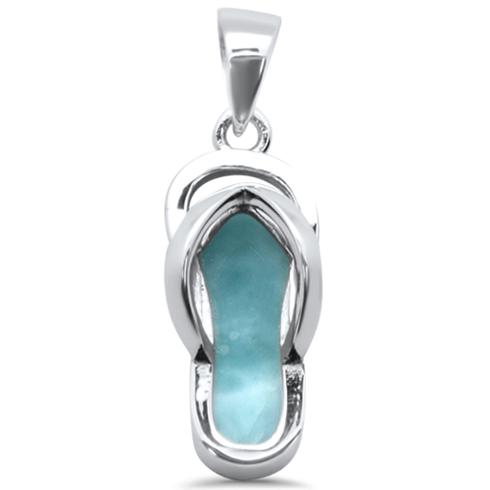 Natural Larimar Beach SANDAL .925 Sterling Silver Charm Pendant