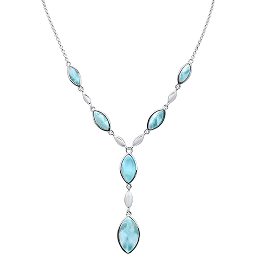 ''Marqui Natural Larimar .925 Sterling Silver Pendant NECKLACE 18''''+1'''' Long''