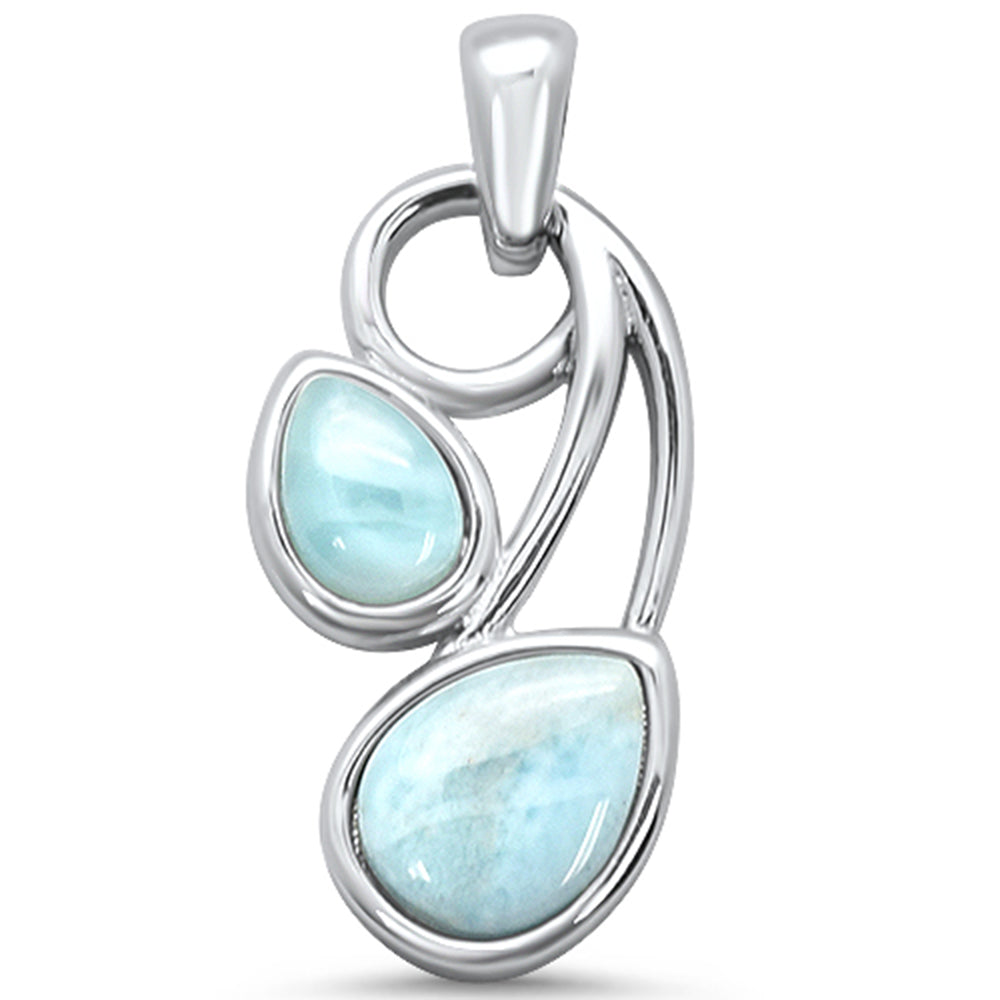 Natural Larimar Pear  .925 Sterling Silver CHARM Pendant