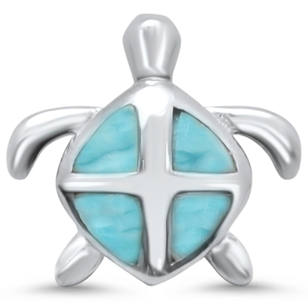 Natural Larimar Turtle .925 Sterling Silver CHARM Pendant