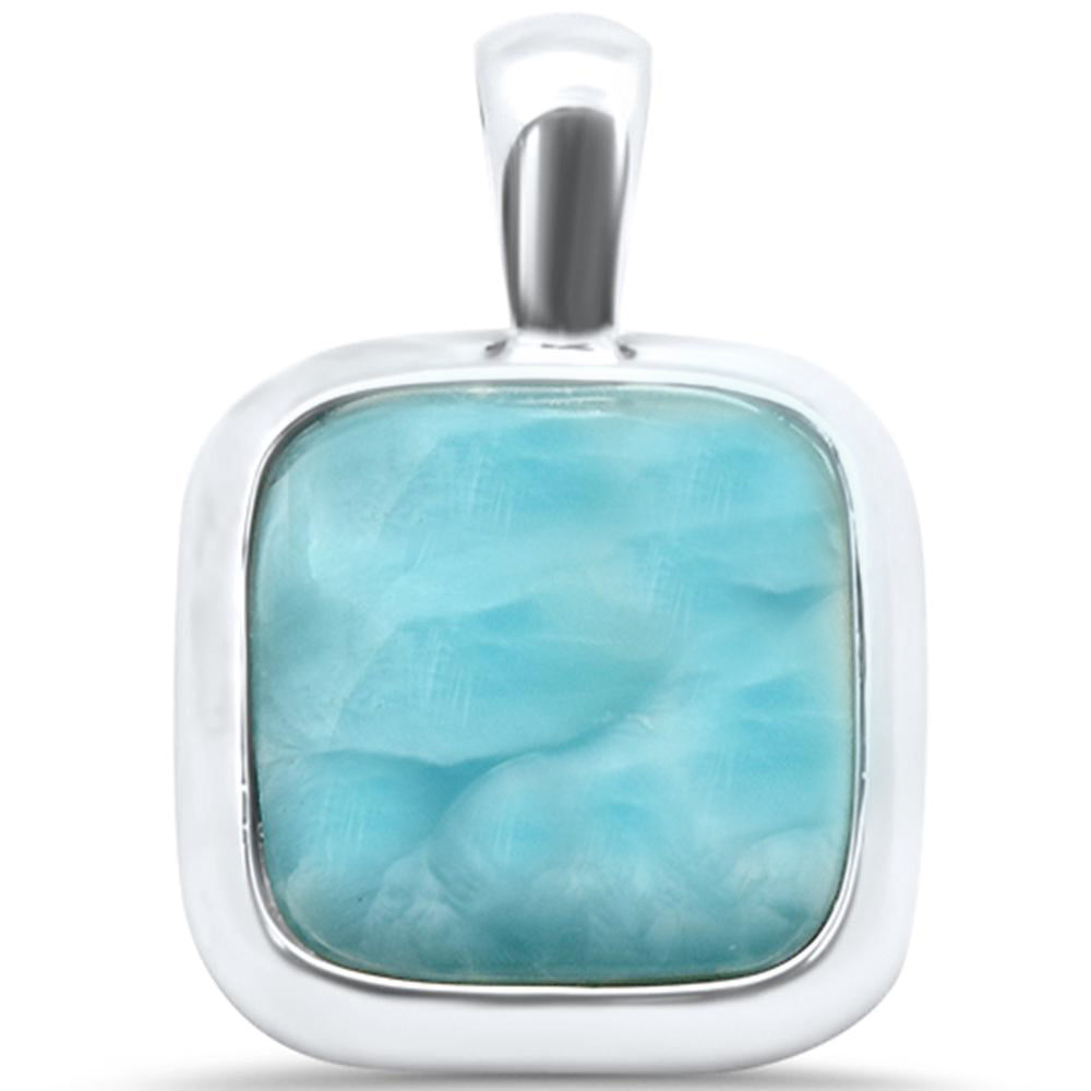 Natural Larimar Cusion .925 Sterling Silver CHARM Pendant