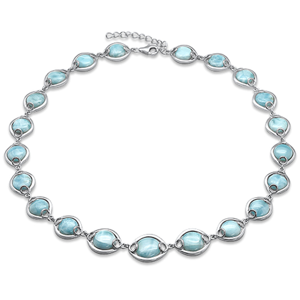 ''Natural Larimar .925 STERLING SILVER Necklace 16'''' + 1.5'''' Ext''