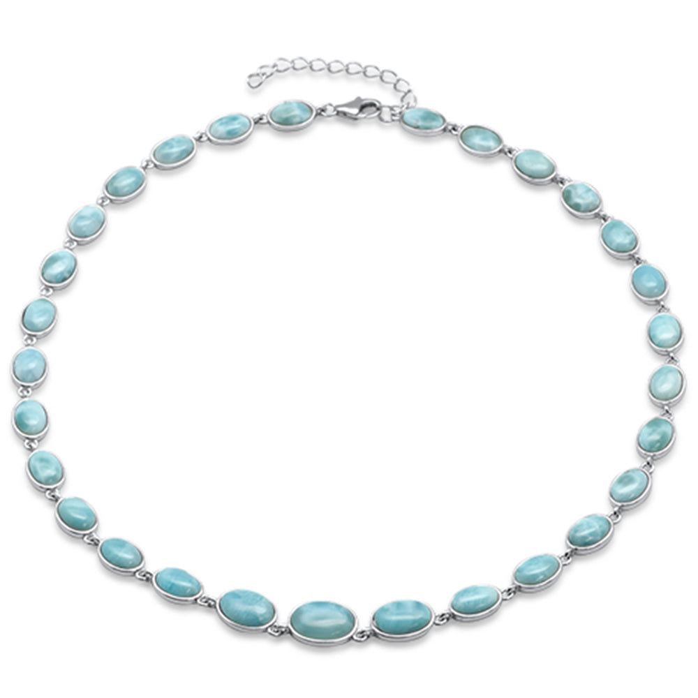''Natural Larimar .925 Sterling Silver NECKLACE 16'''' + 1.5'''' Ext''