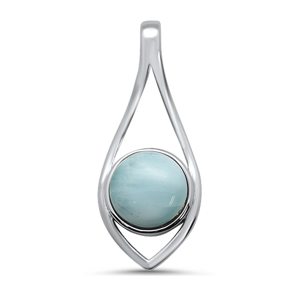 Round Modern Natural Larimar .925 Sterling Silver PENDANT