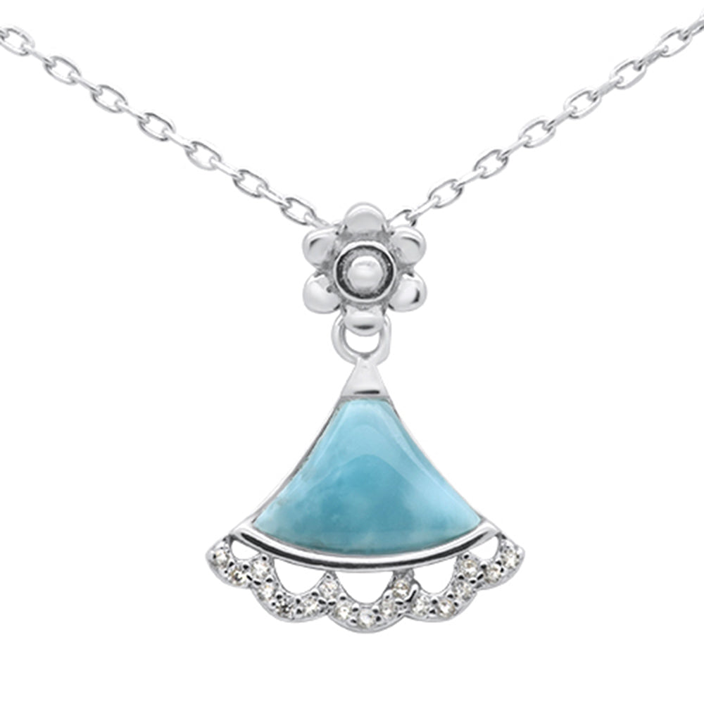 ''.925 Sterling Silver Natural Larimar PENDANT Necklace 16-18'''' Extension''