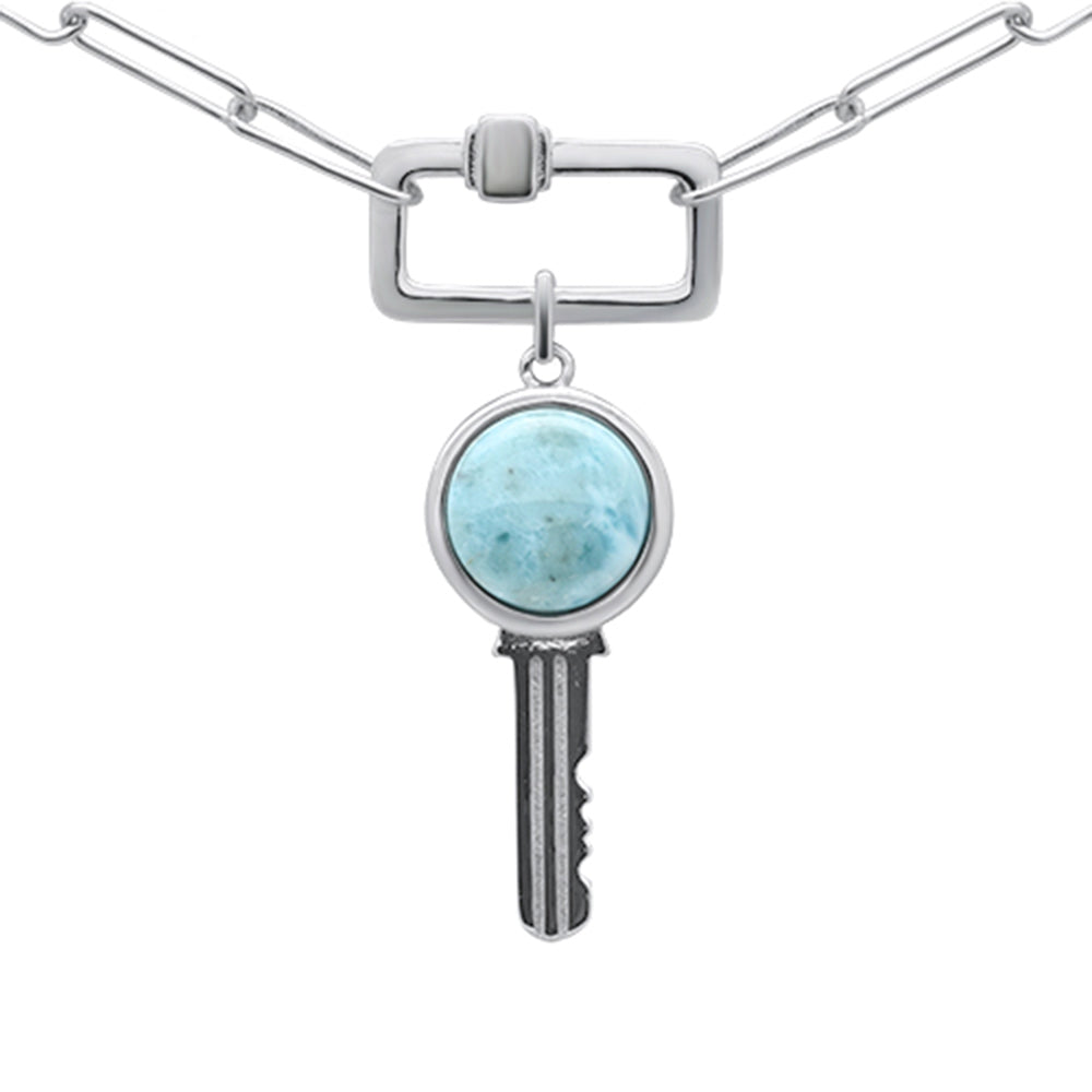 ''.925 STERLING SILVER Larimar Pendant Necklace 16-18'''' Extension''