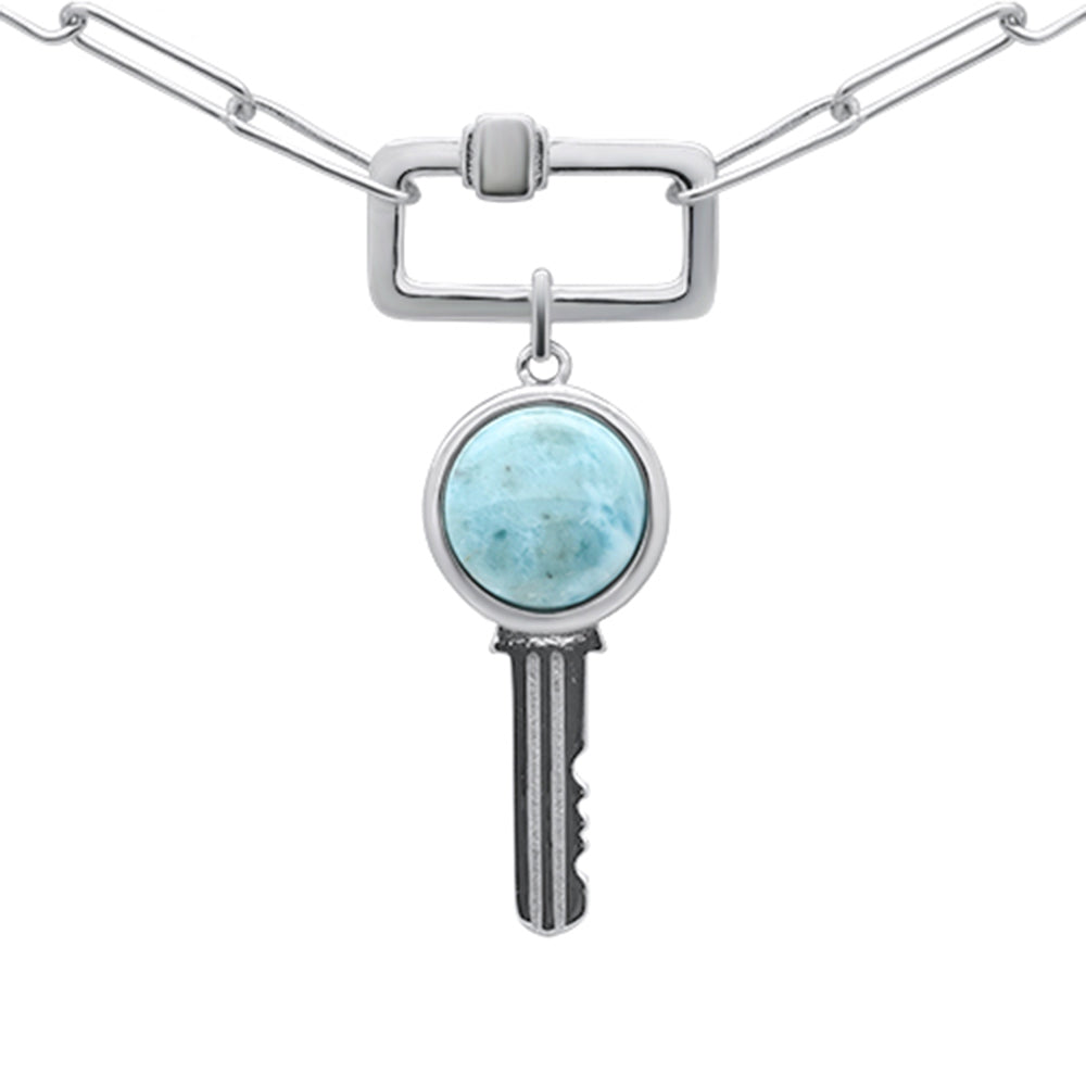 ''.925 Sterling Silver Larimar PENDANT Necklace 16-18'''' Extension''