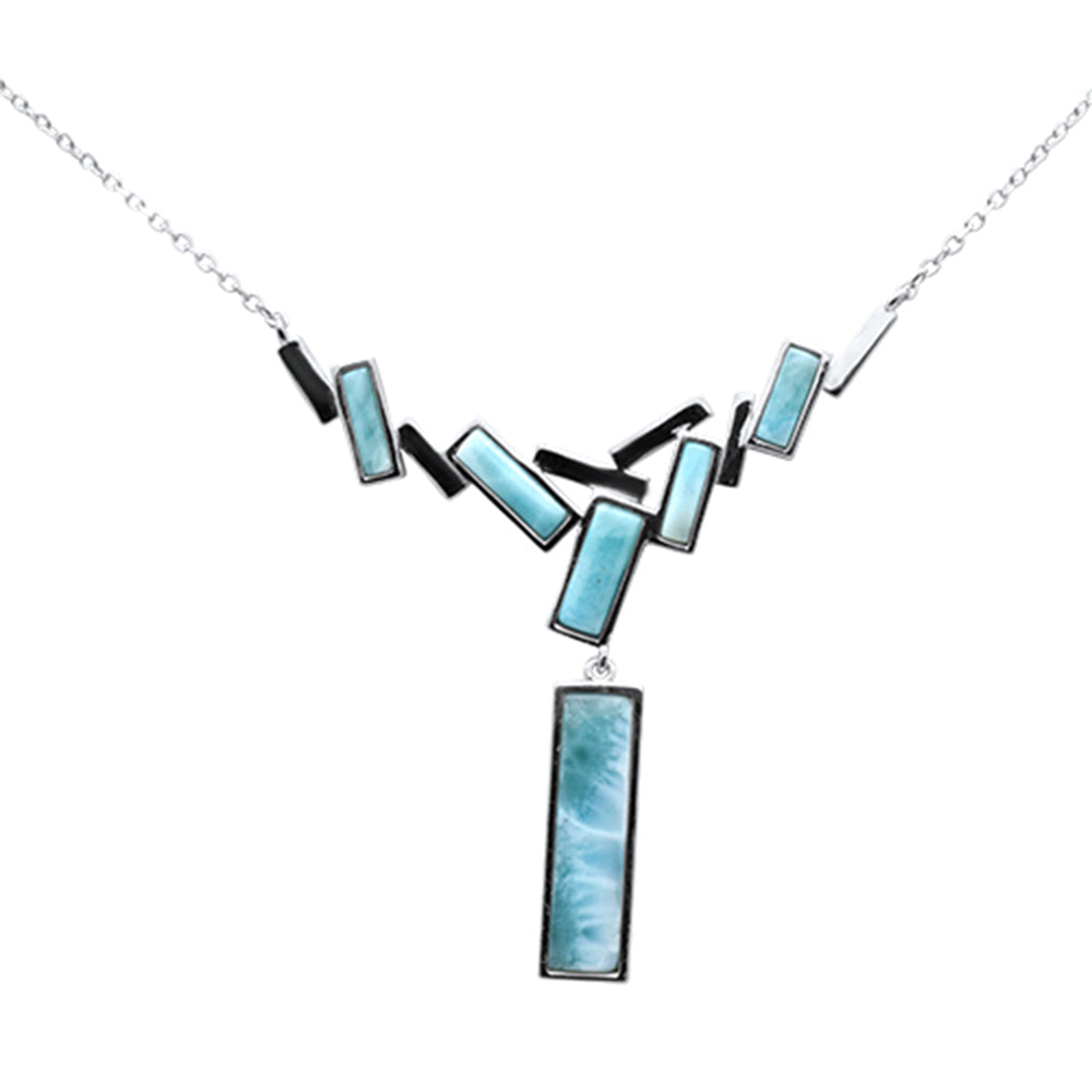 ''Rectangle Shape Natural Larimar .925 Steling Silver Pendant NECKLACE 16''''''