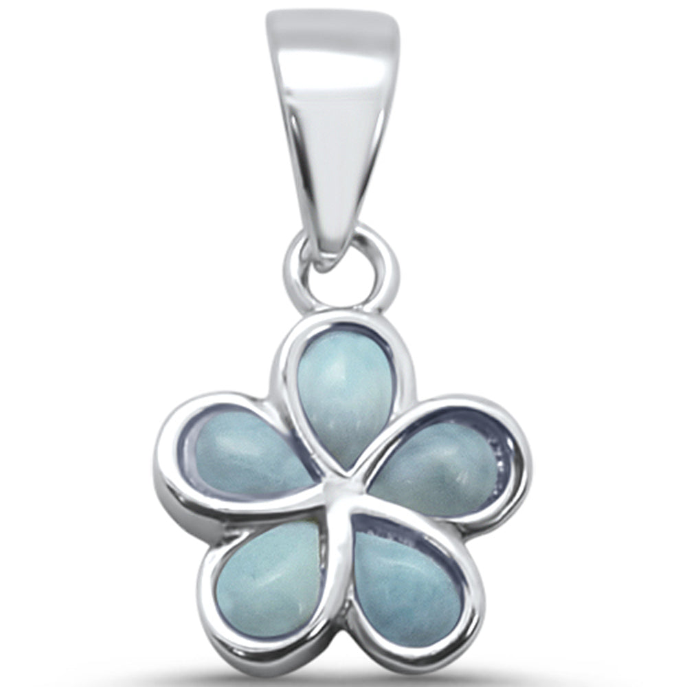 ''Larimar Plumeria .925 Sterling Silver PENDANT .75''''''