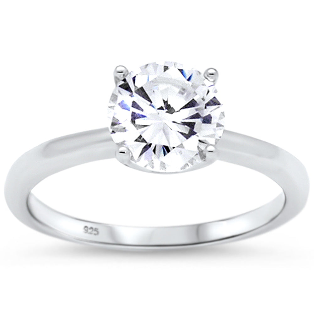 CLOSEOUT! Round Engagement Solitaire .925 Sterling Silver RING Sizes 5-10