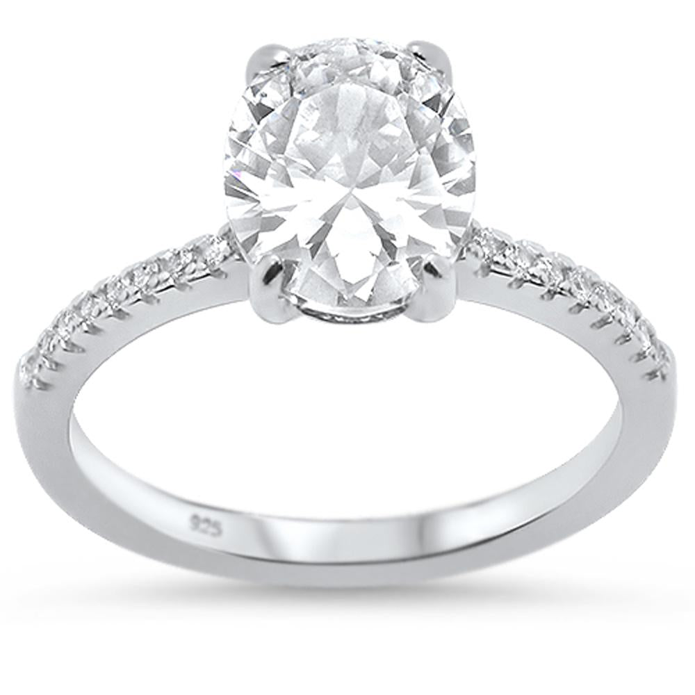 Oval Cut Cubic Zirconia Engagement .925 Sterling Silver RING Sizes 4-10