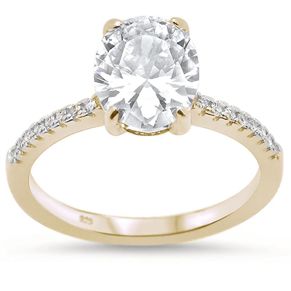 Yellow Gold Plated Oval Cut Cubic Zirconia Engagement .925 Sterling Silver RING Sizes 5-10