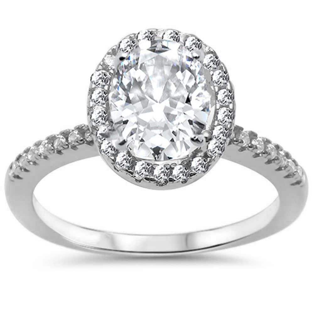 Oval Cubic Zirconia Halo .925 Sterling Silver RING Sizes 5-10