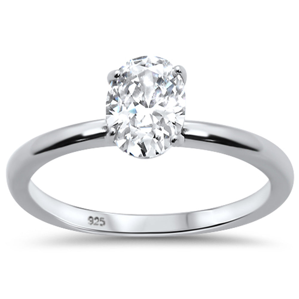 CLOSEOUT! 1.50ct 8x6mm Oval Cubic Zirconia .925 Sterling Silver Solitaire Engagement RING Sizes 4-9