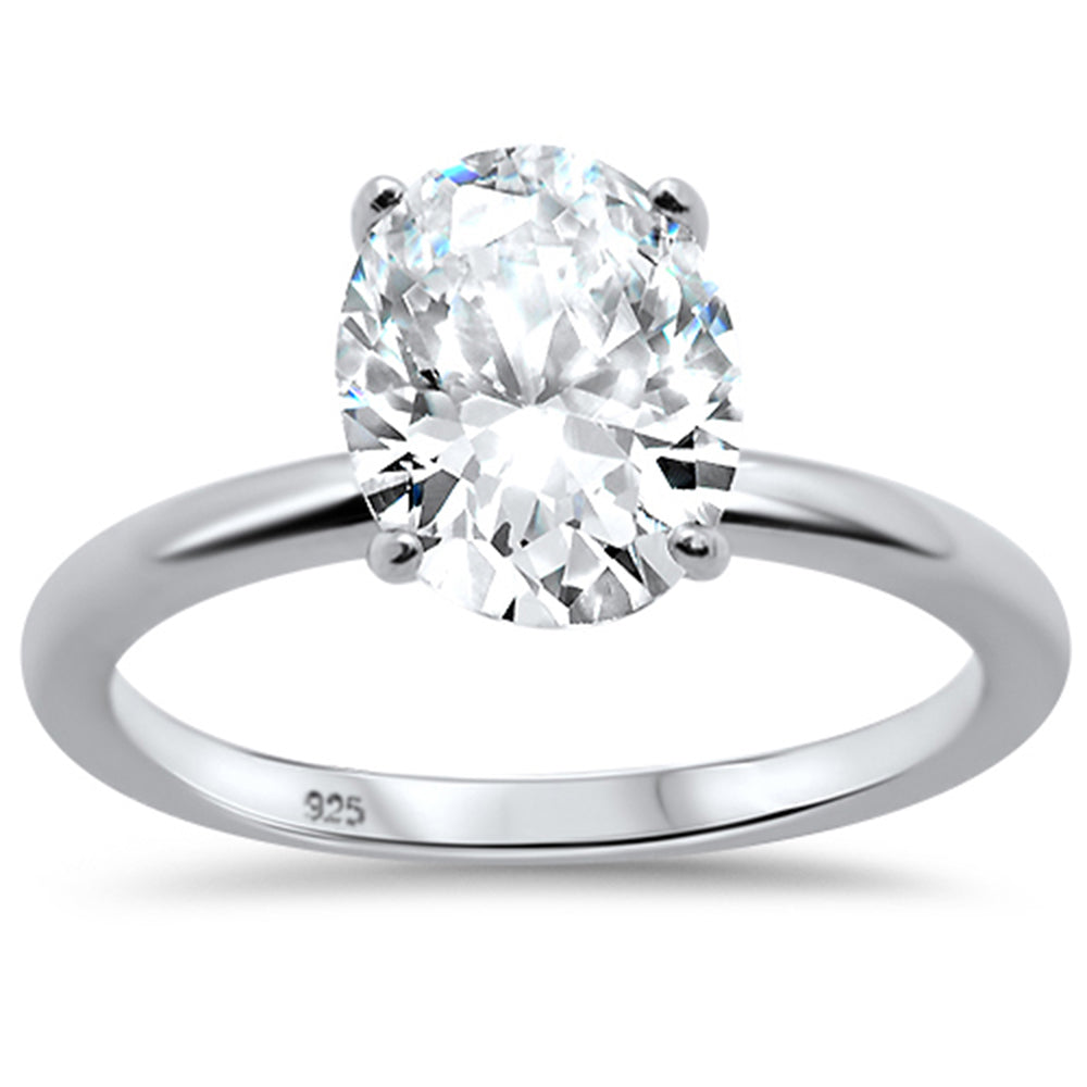 CLOSEOUT! 3.00ct 10x8mm Oval Cubic Zirconia .925 Sterling Silver Solitaire Engagement RING Sizes 4-9