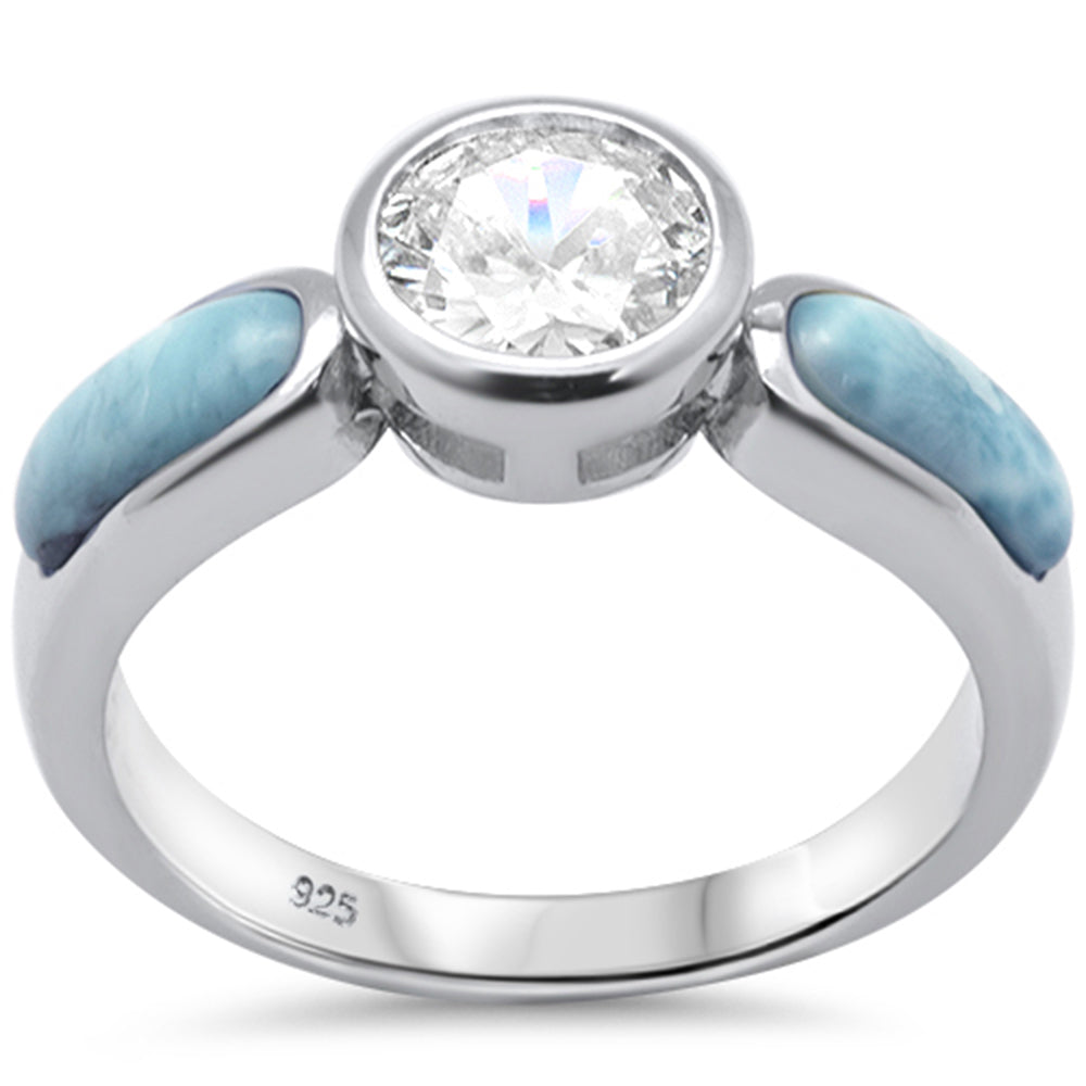 CLOSEOUT! Natural Larimar & CZ .925 STERLING SILVER Ring Sizes 5-10