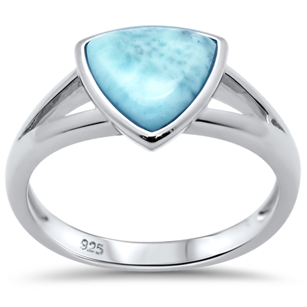 Natural Trillion Shaped Larimar .925 STERLING SILVER Ring Sizes 5-10