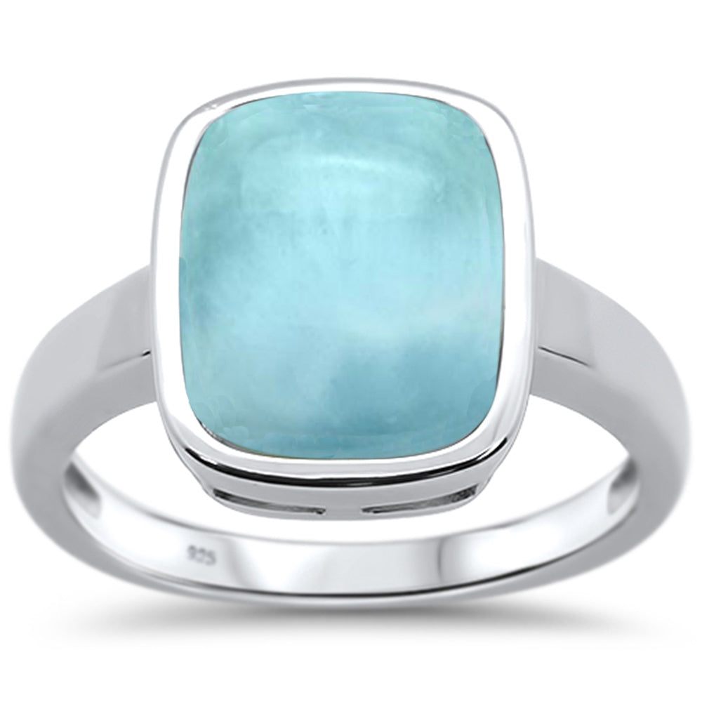 Natural Larimar Emerald Cut .925 STERLING SILVER Ring Sizes 5-10