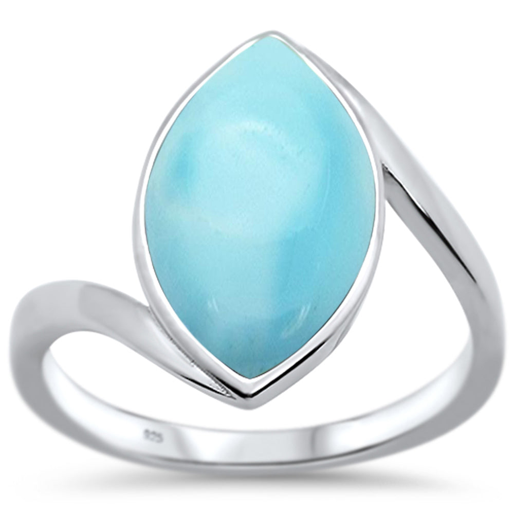 Natural Larimar Marquise .925 STERLING SILVER Ring Sizes 5-10