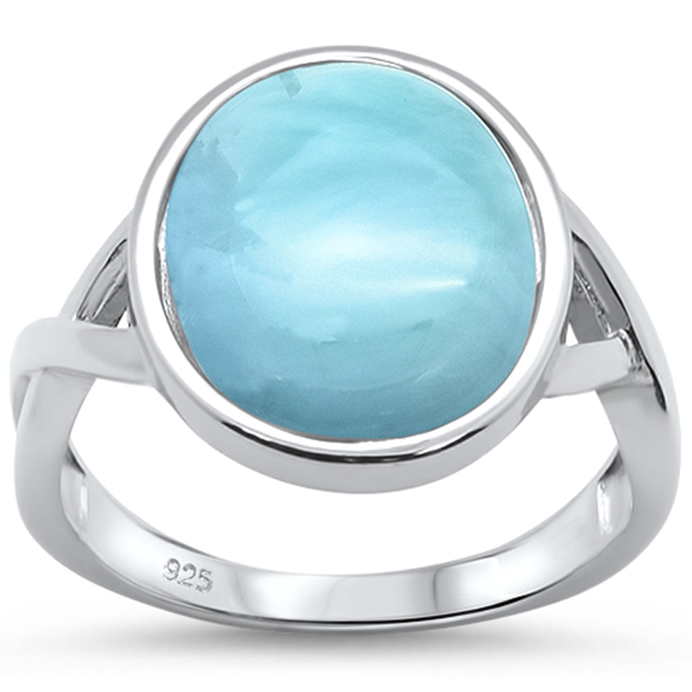 Natural Larimar Oval .925 Sterling Silver RING Sizes 5-10