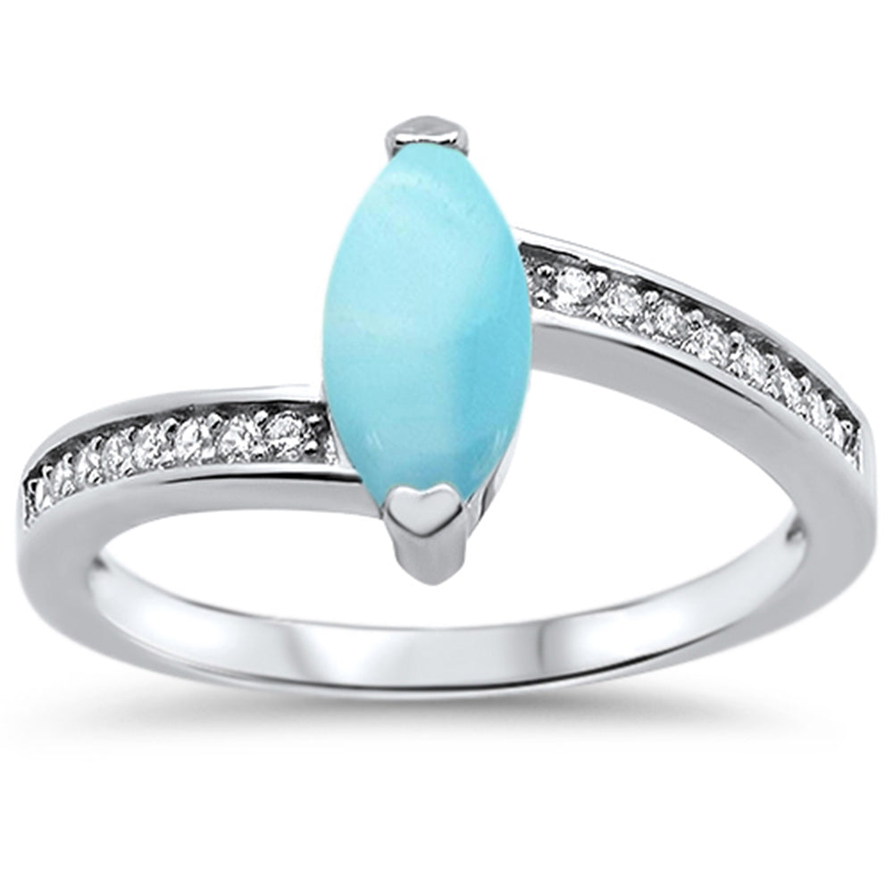 CLOSEOUT! Natural Larimar & CZ .925 STERLING SILVER Ring Sizes 5-10