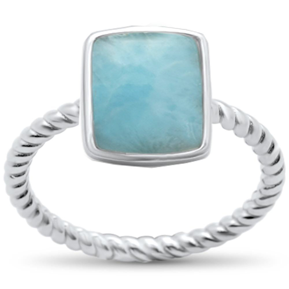 Rectangle Larimar Braided Band .925 STERLING SILVER Ring Sizes 5-10