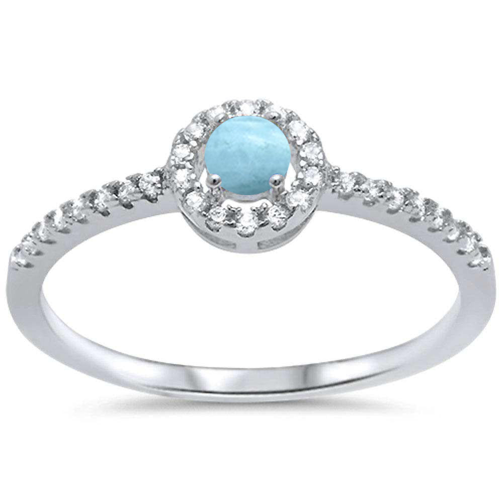 Larimar & Cubic Zirconia .925 Sterling Silver RING Sizes 5-10