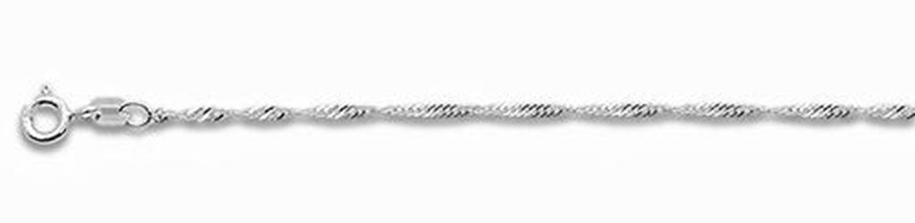 ''025-1.6MM Rhodium Plated Singapore Chain .925  Solid STERLING SILVER Available in 16''''- 20'''' inches