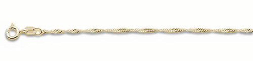 ''025-1.6MM Yellow Gold Plated Singapore Chain .925  Solid STERLING SILVER Available in 16''''- 22'''' in