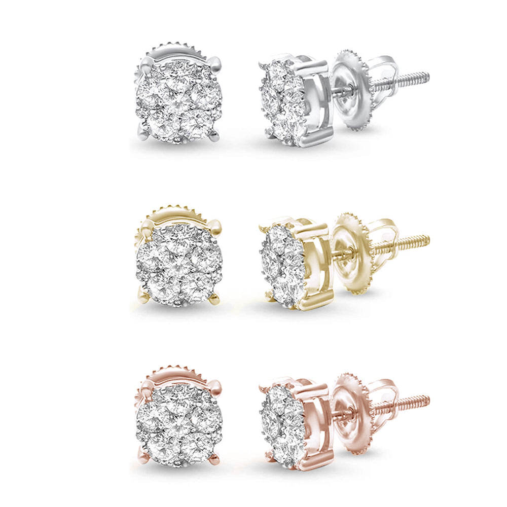 HOLIDAY SPECIAL! H-SI Flower Diamond Round Stud Earrings Colors and Sizes Available