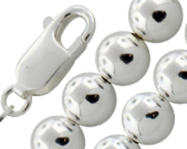 ''10MM Ball BEAD Chain .925  Solid Sterling Silver Sizes 7.5-8'''' and 16-20''''''