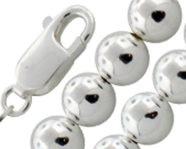 ''8MM Ball BEAD Chain .925  Solid Sterling Silver Sizes 7-8'''' and 16-20''''''