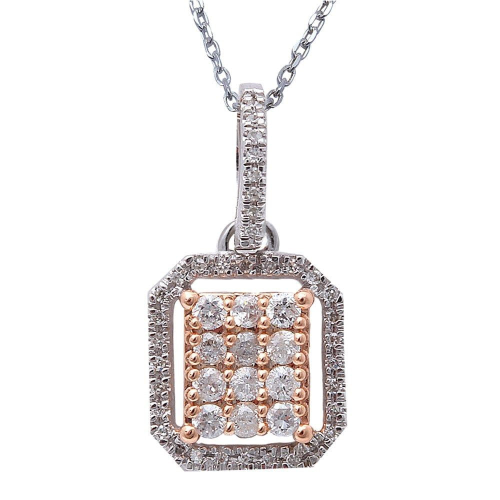 .23ct F SI Princess Shaped Diamond Pendant 14kt White & Rose GOLD