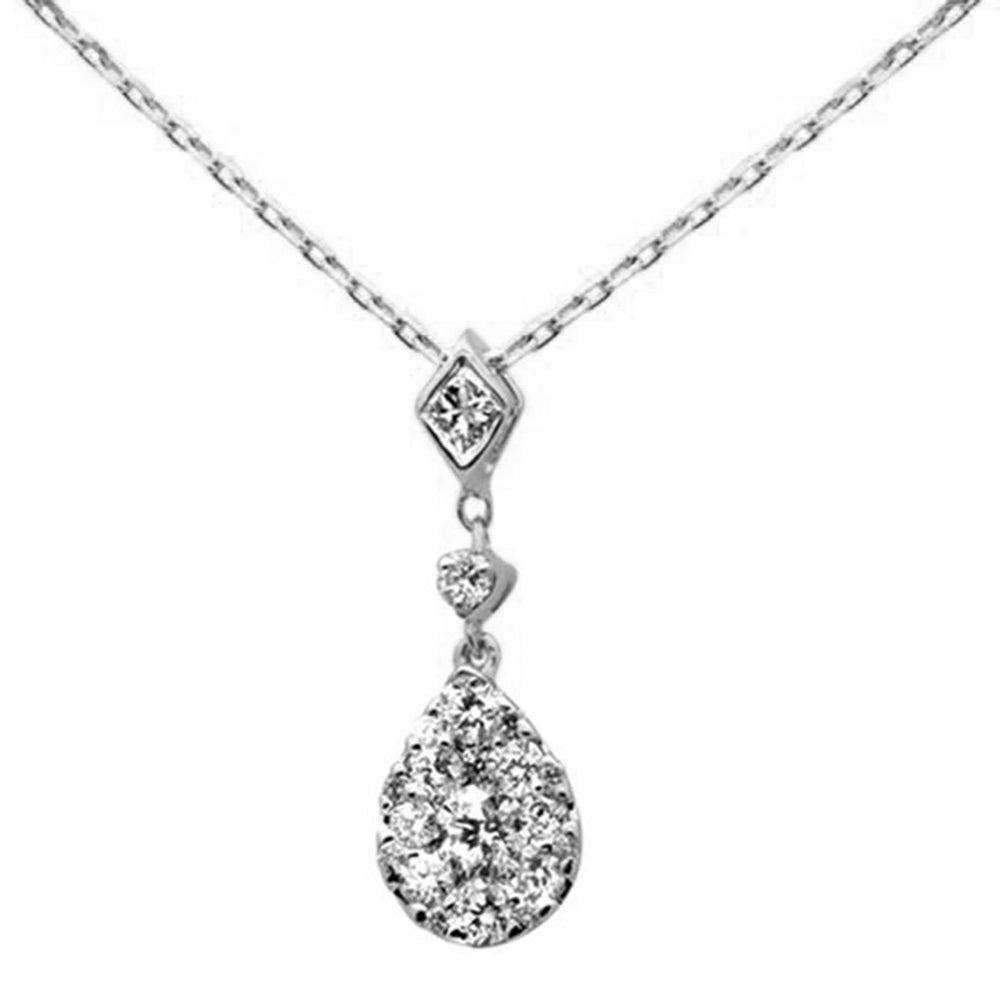 ''SPECIAL!.40ct 14k White Gold Diamond Pear Shaped Drop Pendant NECKLACE 16''''+Ext''