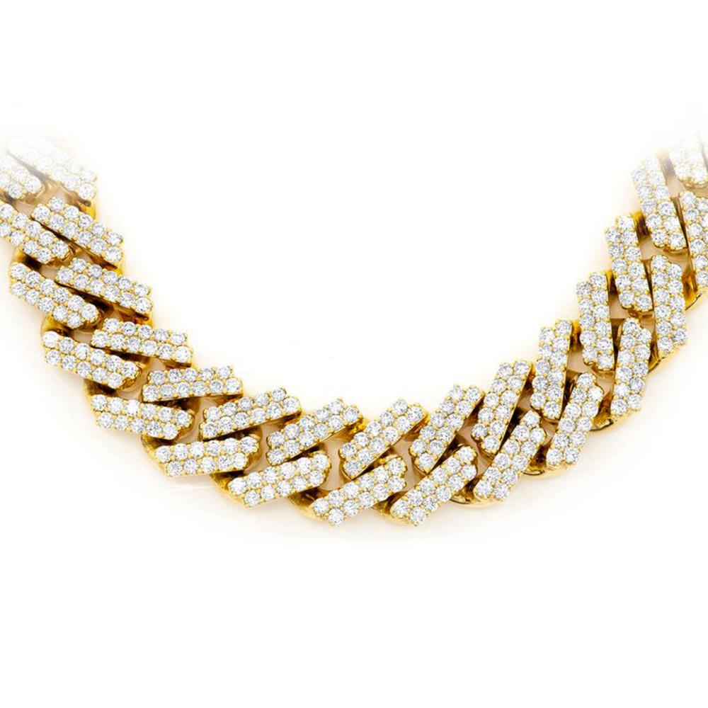 ''SPECIAL! 7MM 10.60ct 14KT Yellow GOLD Diamond Micro Pave Miami Sqaure Cuban Link Necklace 22''''''