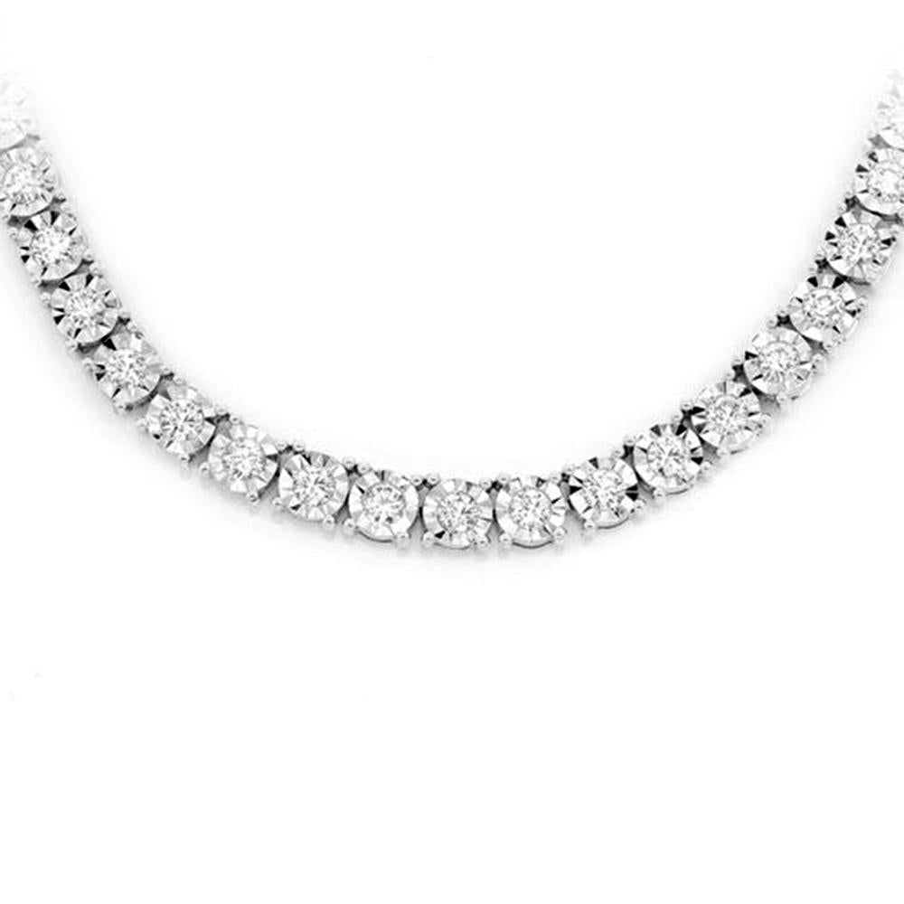 ''DIAMOND CLOSEOUT!  7.00ct G SI 14K White Gold DIAMOND Miracle Illusion Tennis Necklace 22'''' Long''