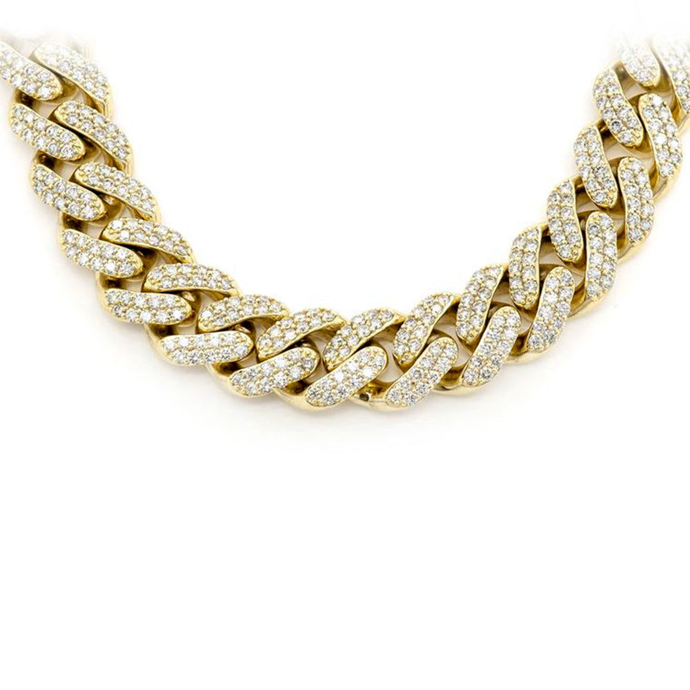 ''SPECIAL! 9MM 10.36ct 10KT Yellow Gold Diamond Micro Pave Miami Round Cuban Link NECKLACE''