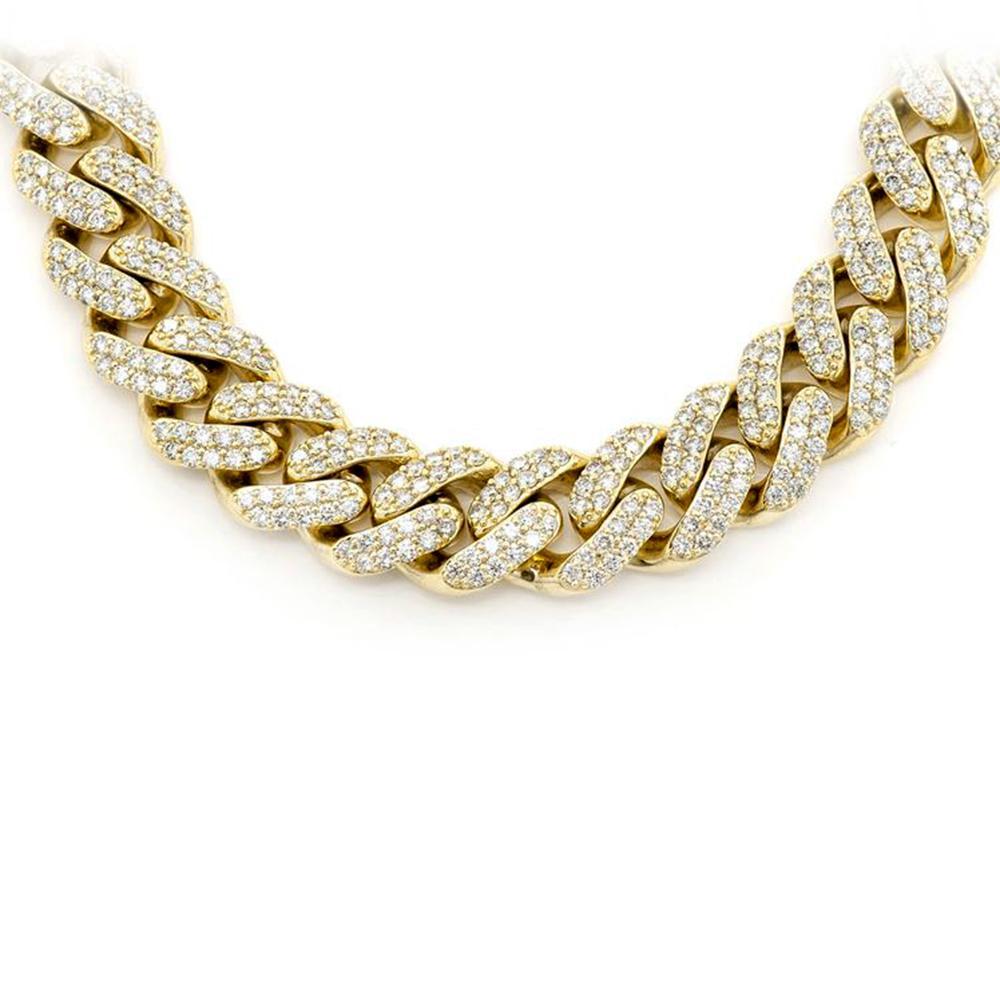 ''SPECIAL! 9mm 9.71ct G SI 10KT Yellow Gold DIAMOND Round Cuban Necklace 22''''''